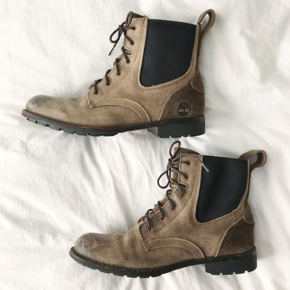 Timberland Leather Chelsea Lace Up Boots Earthkeepers Taupe Brown 7 - Picture 2 of 7